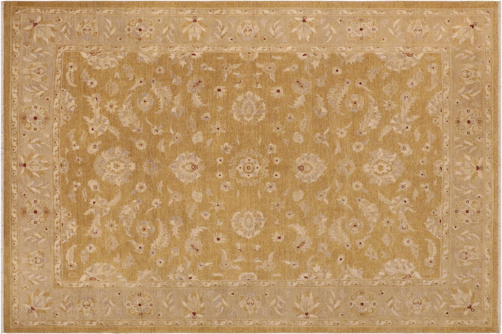 handmade Traditional Kafkaz Lt. Green Tan Hand Knotted RECTANGLE 100% WOOL area rug 9x12