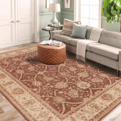 handmade Transitional Kafkaz Red Beige Hand Knotted RECTANGLE 100% WOOL area rug 9' x 12'