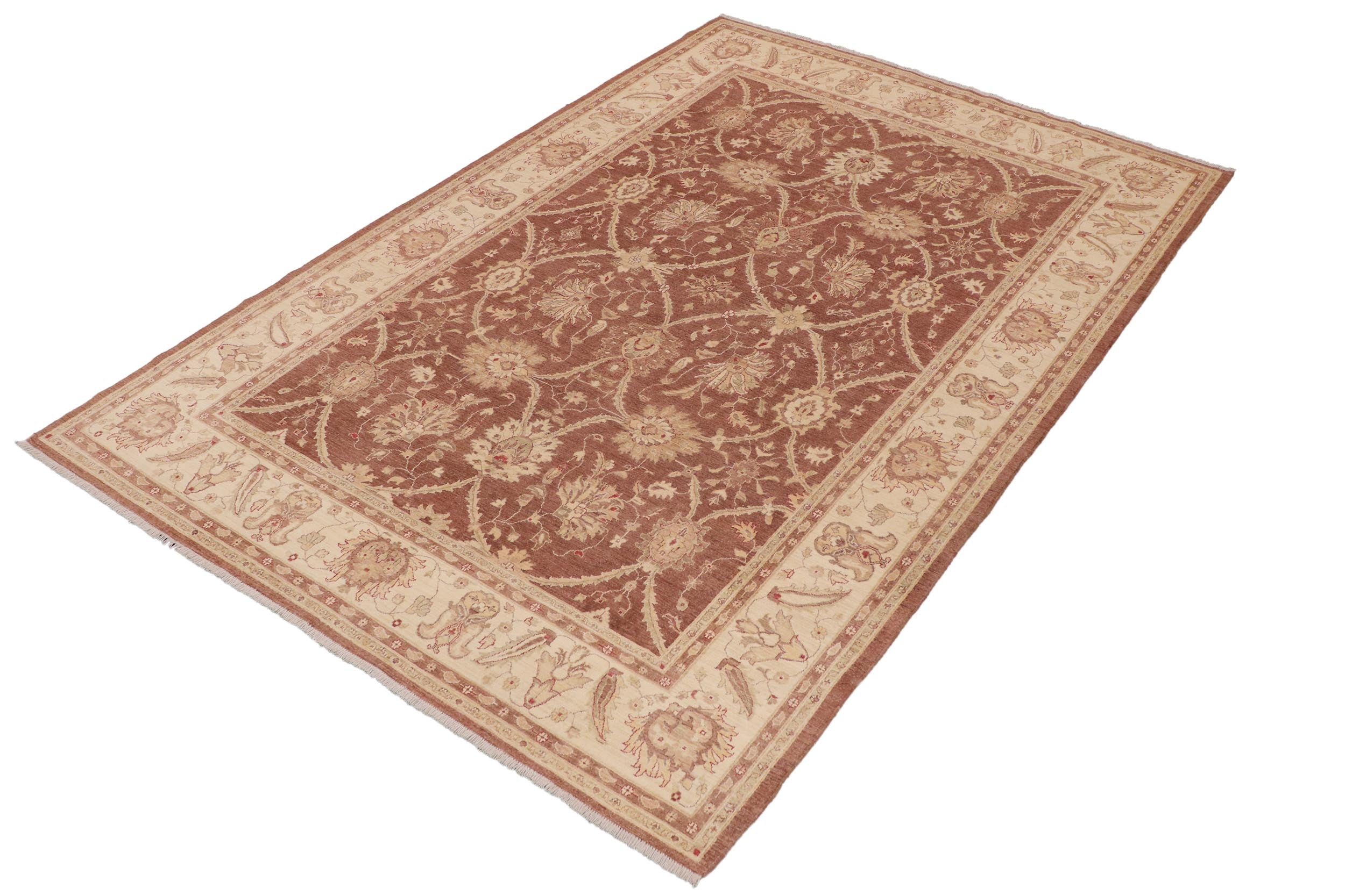 handmade Transitional Kafkaz Red Beige Hand Knotted RECTANGLE 100% WOOL area rug 9' x 12'