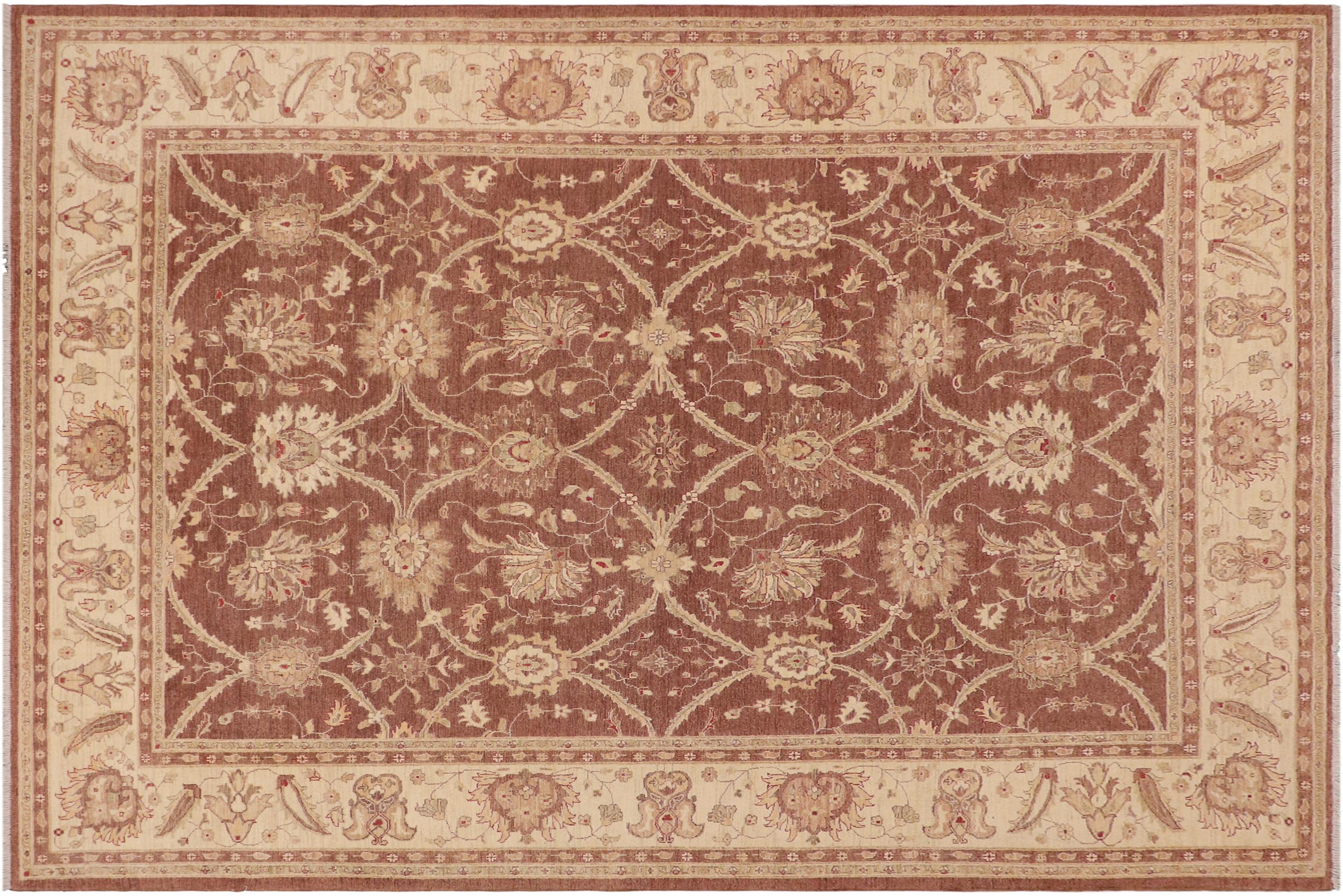handmade Transitional Kafkaz Red Beige Hand Knotted RECTANGLE 100% WOOL area rug 9' x 12'