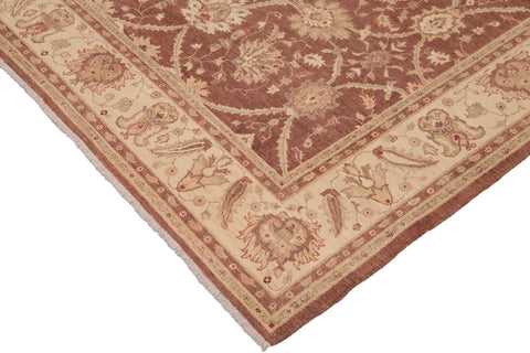 handmade Transitional Kafkaz Red Beige Hand Knotted RECTANGLE 100% WOOL area rug 9' x 12'