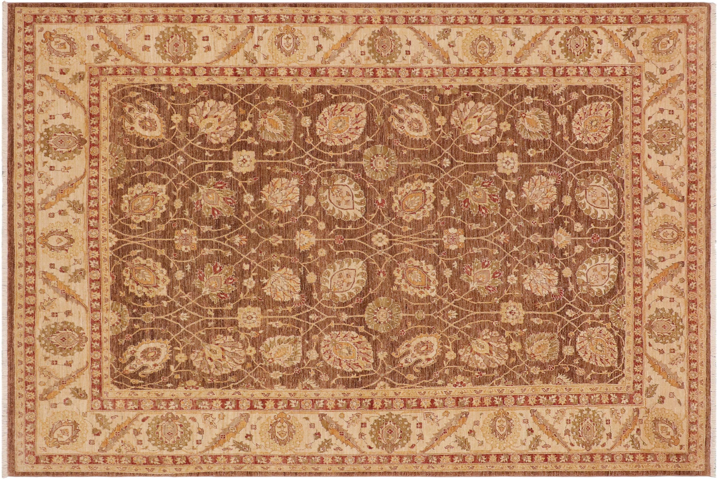 handmade Transitional Kafkaz Brown Beige Hand Knotted RECTANGLE 100% WOOL area rug 9' x 12'