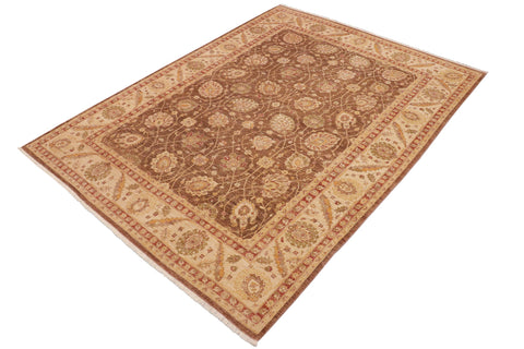 handmade Transitional Kafkaz Brown Beige Hand Knotted RECTANGLE 100% WOOL area rug 9' x 12'