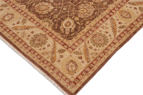 handmade Transitional Kafkaz Brown Beige Hand Knotted RECTANGLE 100% WOOL area rug 9' x 12'