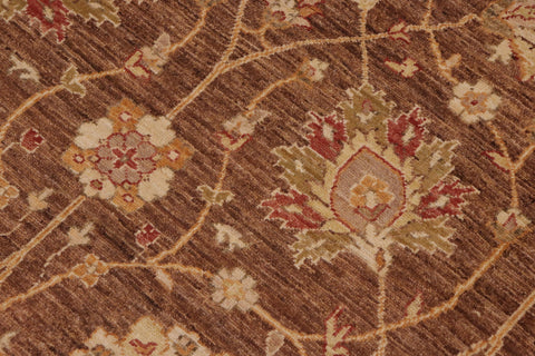 handmade Transitional Kafkaz Brown Beige Hand Knotted RECTANGLE 100% WOOL area rug 9' x 12'