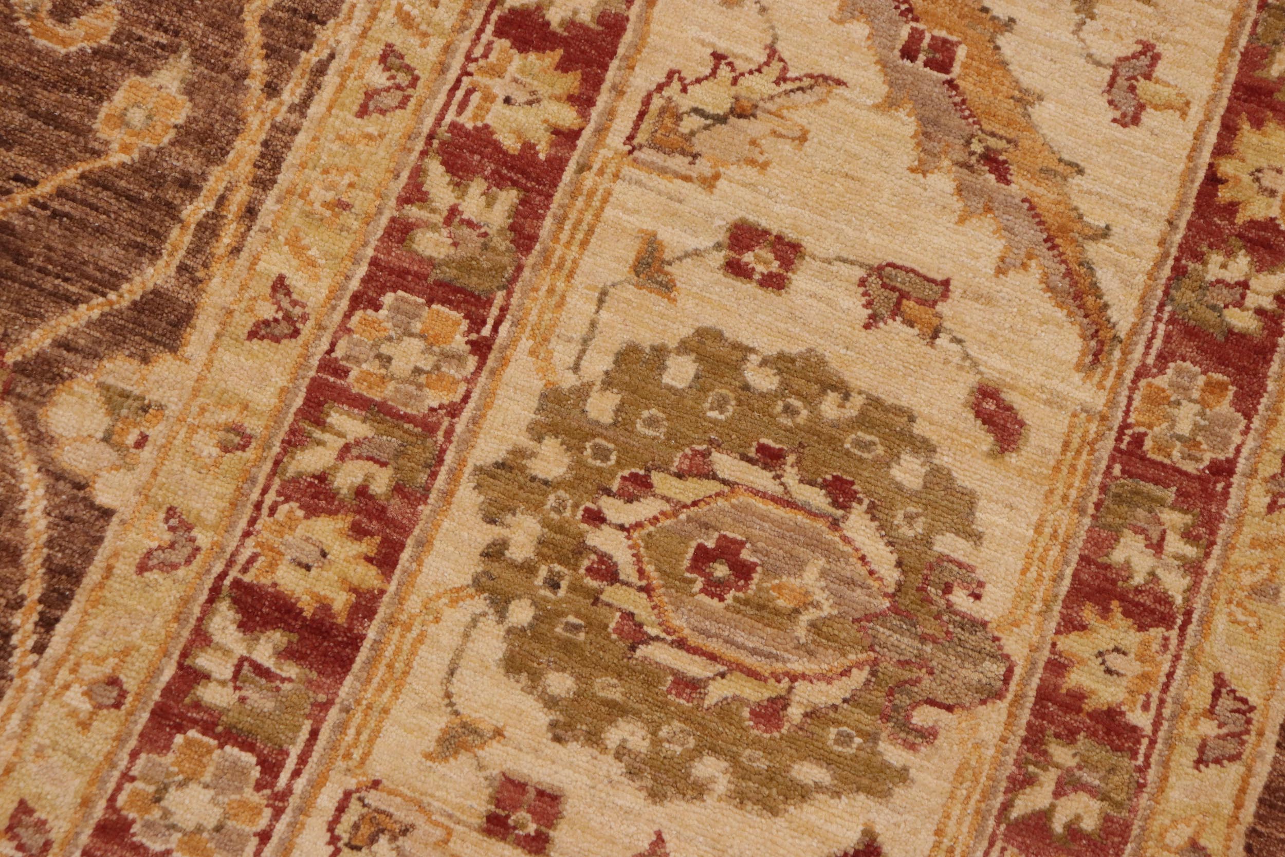 handmade Transitional Kafkaz Brown Beige Hand Knotted RECTANGLE 100% WOOL area rug 9' x 12'