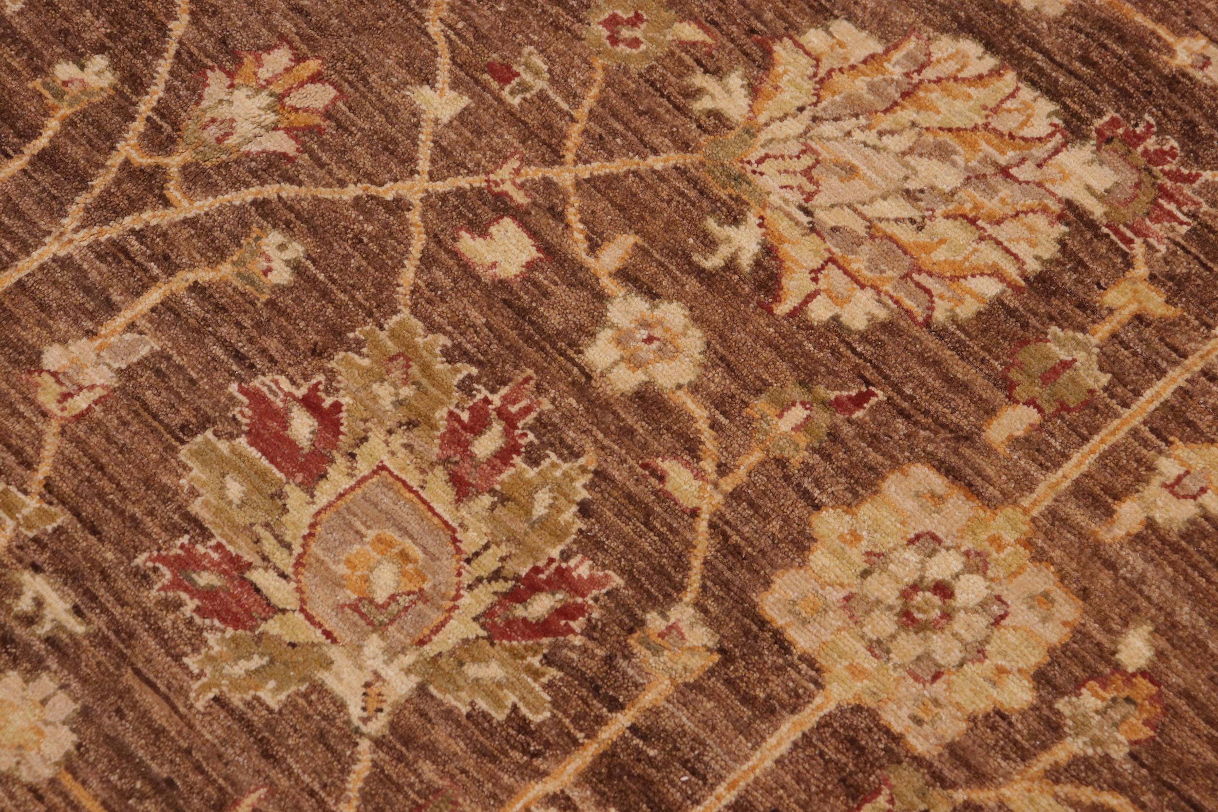 handmade Transitional Kafkaz Brown Beige Hand Knotted RECTANGLE 100% WOOL area rug 9' x 12'