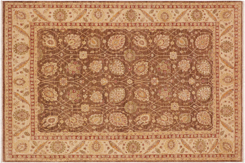 handmade Transitional Kafkaz Brown Beige Hand Knotted RECTANGLE 100% WOOL area rug 9' x 12'