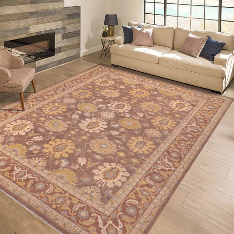 handmade Transitional Kafkaz Lt. Brown Beige Hand Knotted RECTANGLE 100% WOOL area rug 9' x 13'