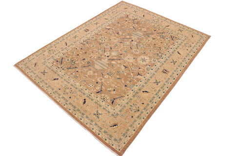 handmade Traditional Kafkaz Lt. Brown Nude Hand Knotted RECTANGLE 100% WOOL area rug 9x12