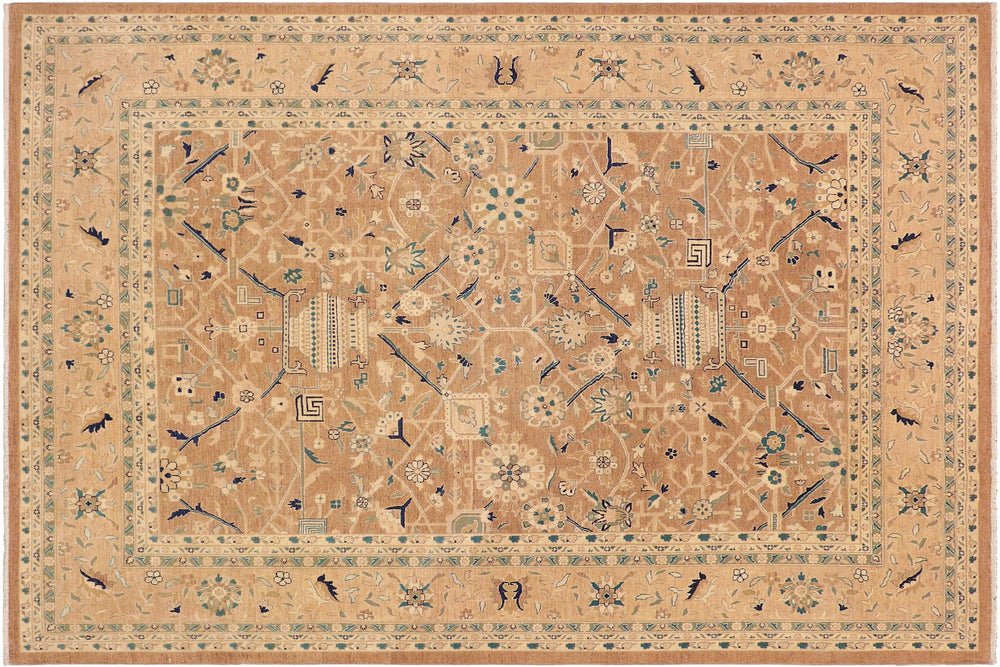 handmade Traditional Kafkaz Lt. Brown Nude Hand Knotted RECTANGLE 100% WOOL area rug 9x12