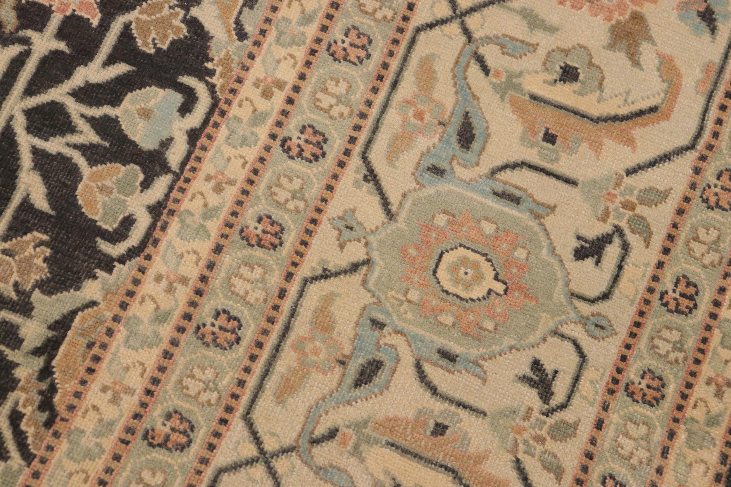 handmade Transitional Kafkaz Charcoal Green Hand Knotted RECTANGLE 100% WOOL area rug 9x12