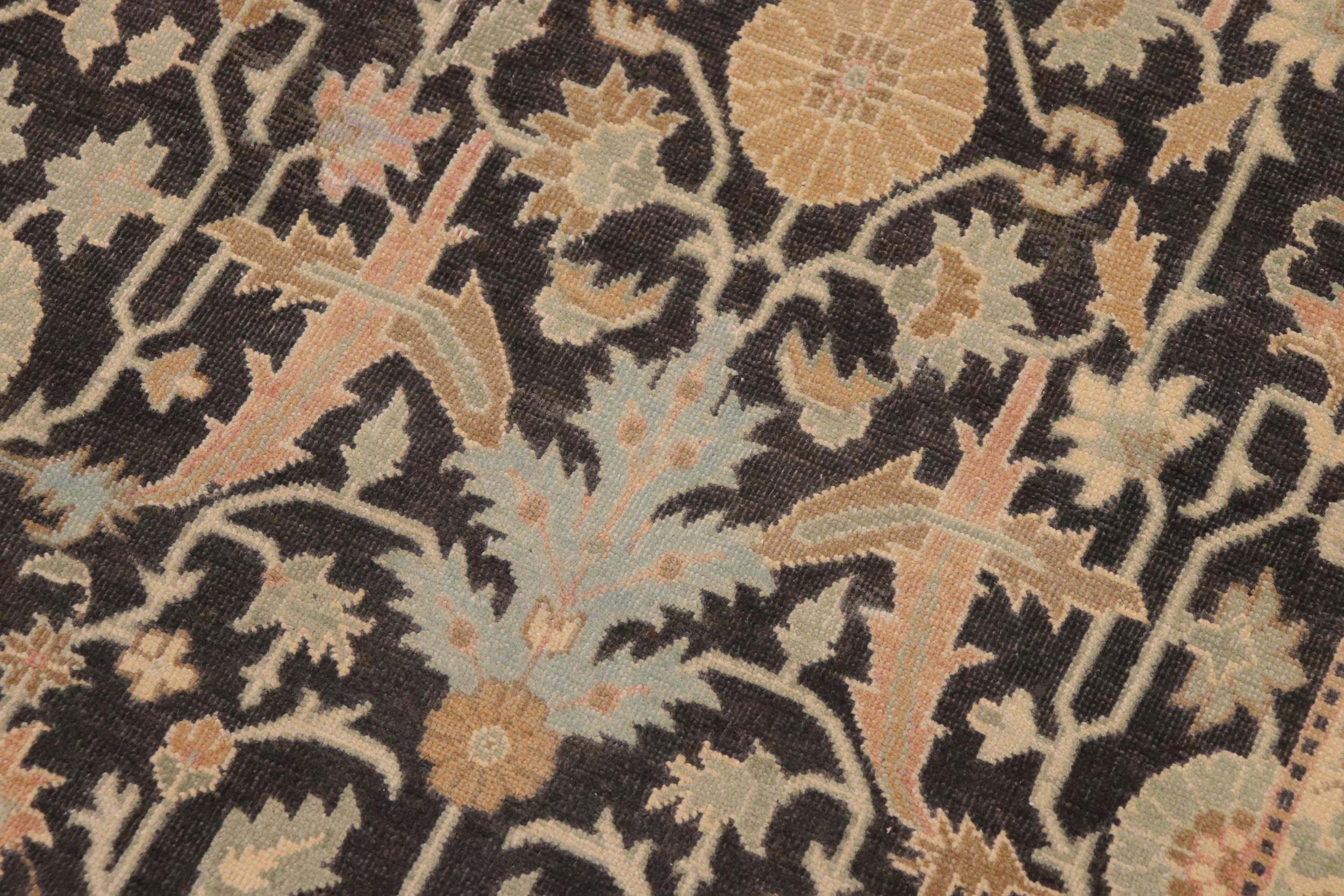 handmade Transitional Kafkaz Charcoal Green Hand Knotted RECTANGLE 100% WOOL area rug 9x12