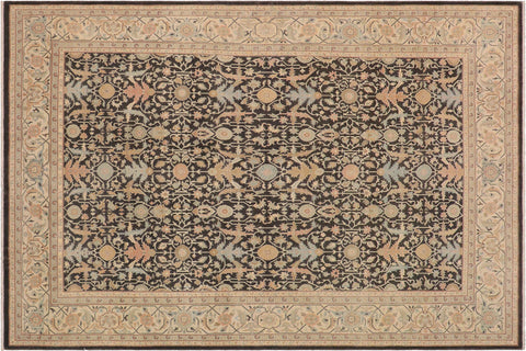 handmade Transitional Kafkaz Charcoal Green Hand Knotted RECTANGLE 100% WOOL area rug 9x12