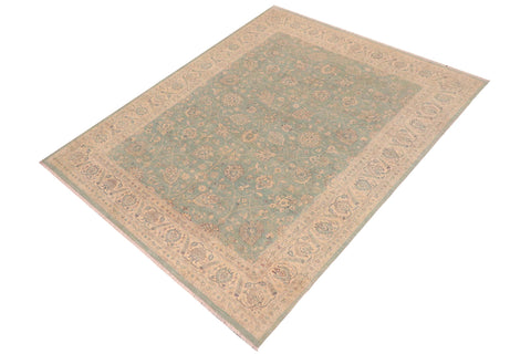 handmade Traditional Kafkaz Lt. Blue Ivory Hand Knotted RECTANGLE 100% WOOL area rug 9x12