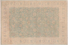 handmade Traditional Kafkaz Lt. Blue Ivory Hand Knotted RECTANGLE 100% WOOL area rug 9x12