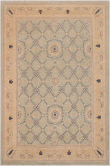 handmade Traditional Kafkaz Green Tan Hand Knotted RECTANGLE 100% WOOL area rug 9 x 12