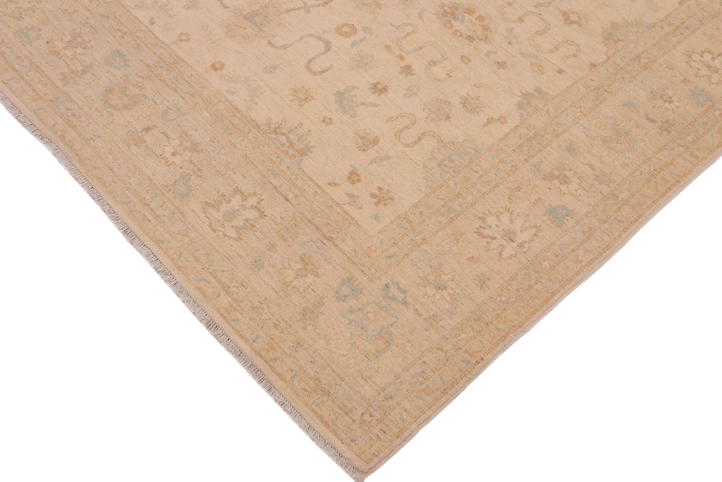 handmade Transitional Kafkaz Tan Beige Hand Knotted RECTANGLE 100% WOOL area rug 9' x 11'