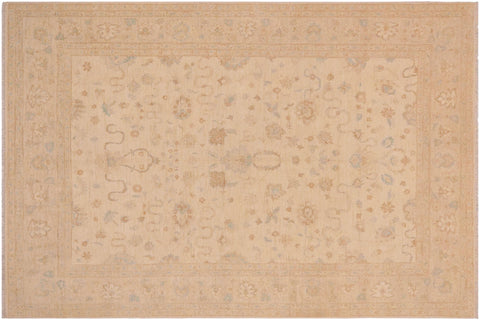handmade Transitional Kafkaz Tan Beige Hand Knotted RECTANGLE 100% WOOL area rug 9' x 11'