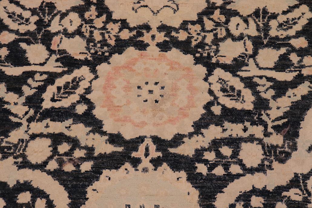 handmade Transitional Lahore Charcoal Pink Hand Knotted RECTANGLE 100% WOOL area rug 9 x 12