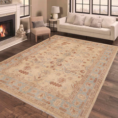 handmade Traditional Kafkaz Beige Blue Hand Knotted RECTANGLE 100% WOOL area rug 9x11