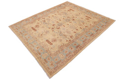 handmade Traditional Kafkaz Beige Blue Hand Knotted RECTANGLE 100% WOOL area rug 9 x 11