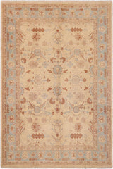 handmade Traditional Kafkaz Beige Blue Hand Knotted RECTANGLE 100% WOOL area rug 9 x 11