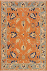 handmade Traditional Kafkaz Orange Blue Hand Knotted RECTANGLE 100% WOOL area rug 9 x 12