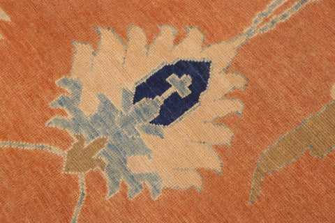 handmade Traditional Kafkaz Orange Blue Hand Knotted RECTANGLE 100% WOOL area rug 9x12