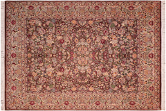 handmade Traditional Gullrook Brown Beige Hand Knotted RECTANGLE 100% WOOL area rug 8x11
