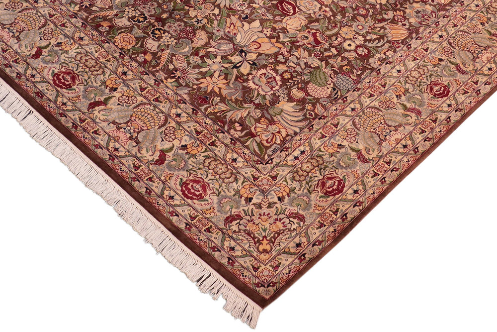 handmade Traditional Gullrook Brown Beige Hand Knotted RECTANGLE 100% WOOL area rug 8x11