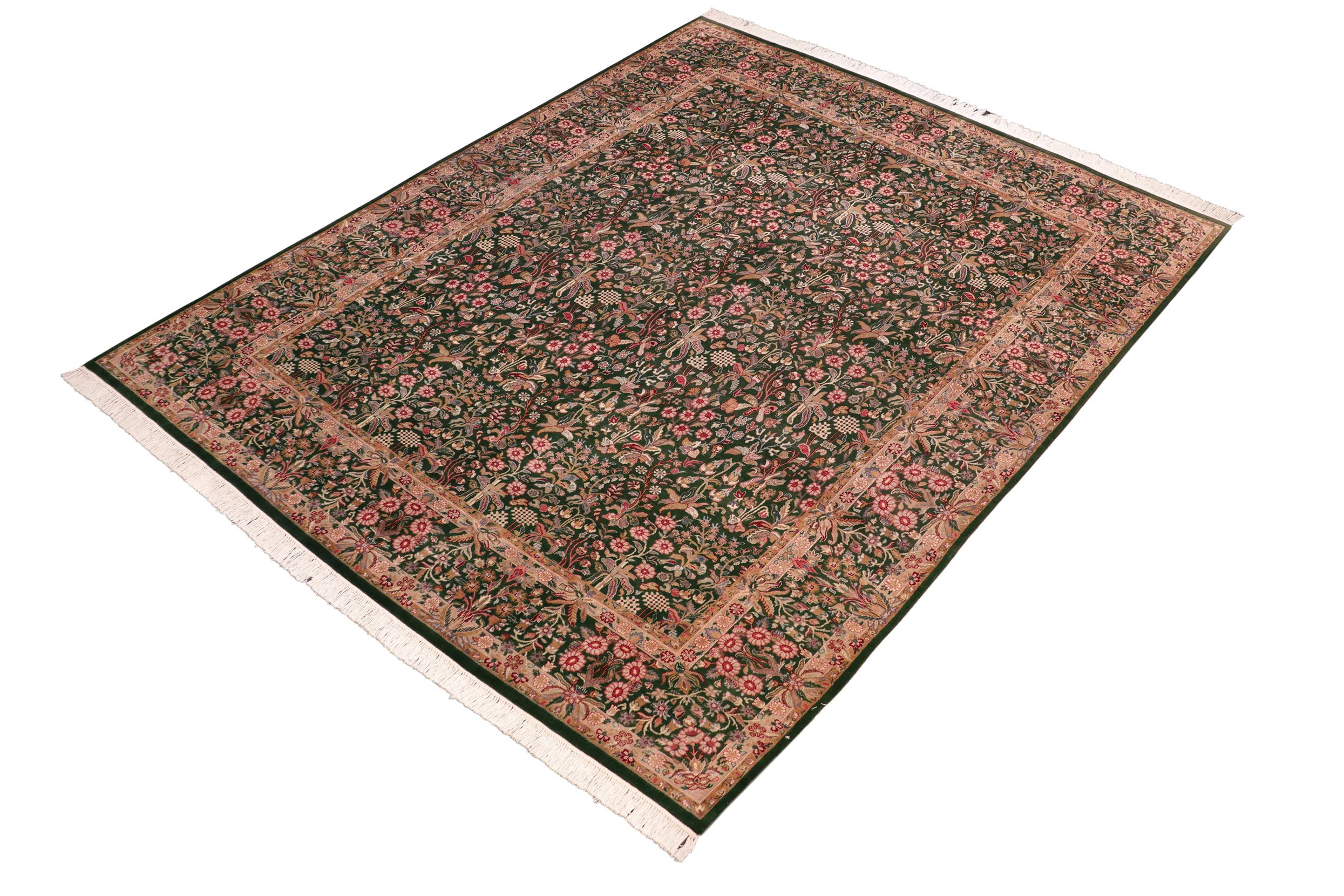 handmade Transitional Gulshan Green Gold Hand Knotted RECTANGLE 100% WOOL area rug 8x10