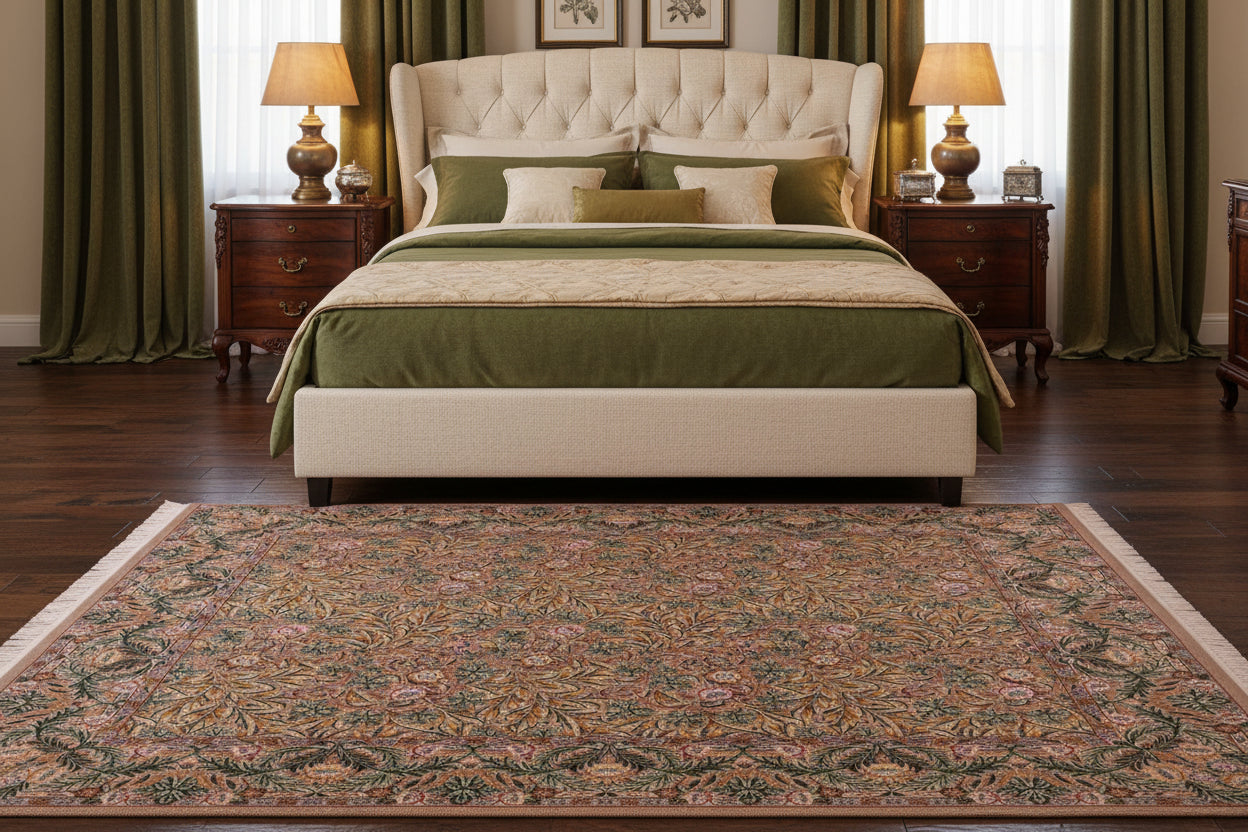 handmade Transitional Imran Brown Green Hand Knotted RECTANGLE 100% WOOL area rug 8x11
