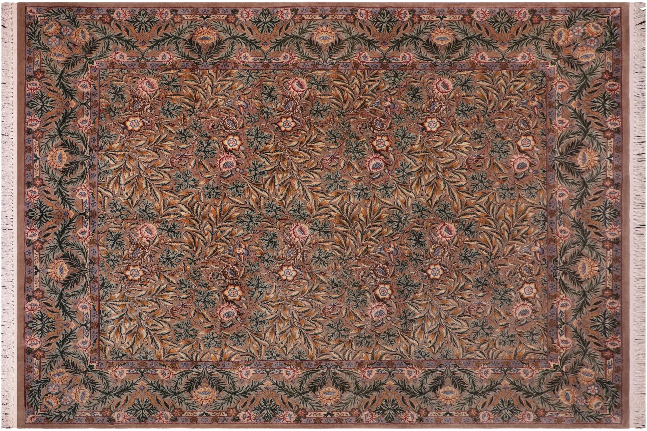 handmade Transitional Imran Brown Green Hand Knotted RECTANGLE 100% WOOL area rug 8x11