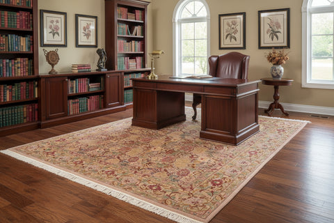 handmade Transitional Morris Taupe Red Hand Knotted RECTANGLE 100% WOOL area rug 8x10
