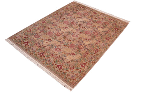 handmade Transitional Morris Taupe Red Hand Knotted RECTANGLE 100% WOOL area rug 8x10