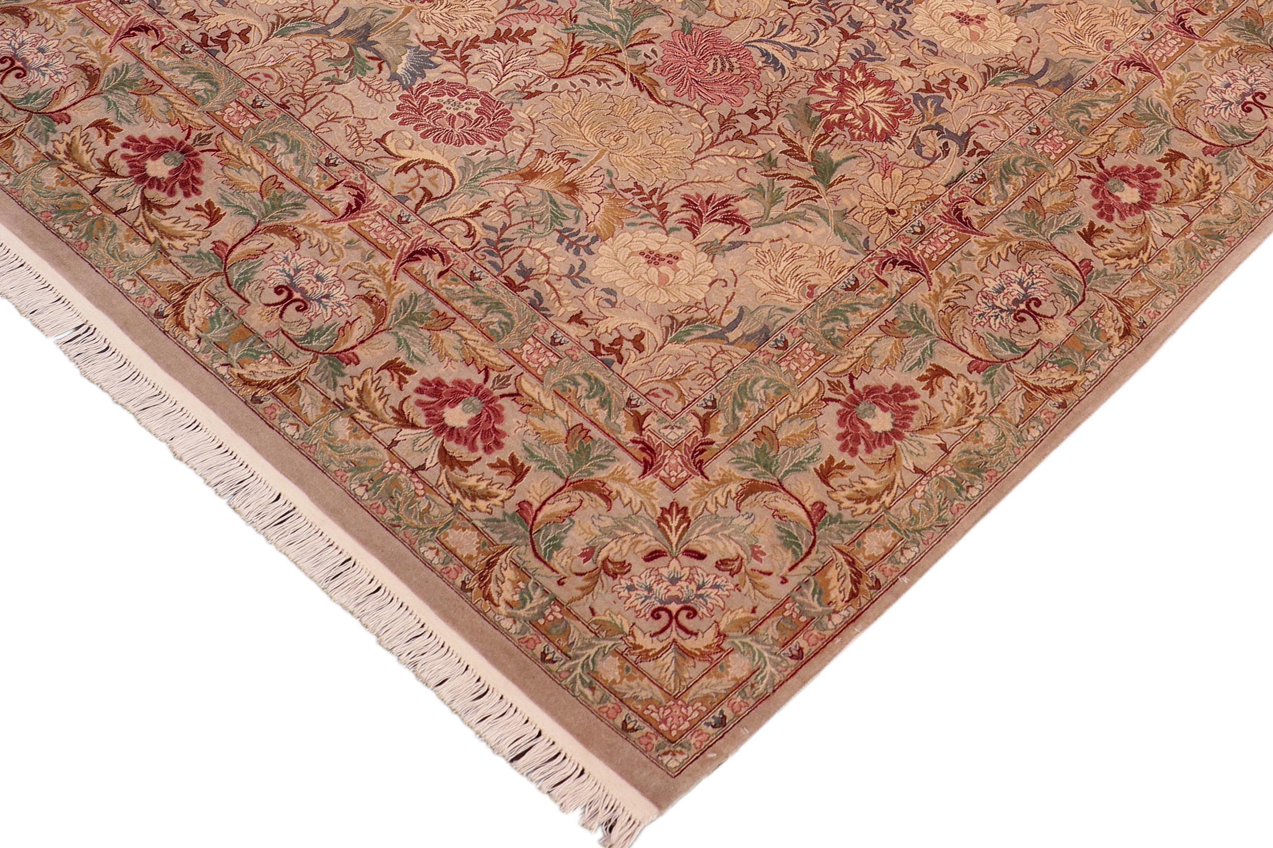 handmade Transitional Morris Taupe Red Hand Knotted RECTANGLE 100% WOOL area rug 8x10