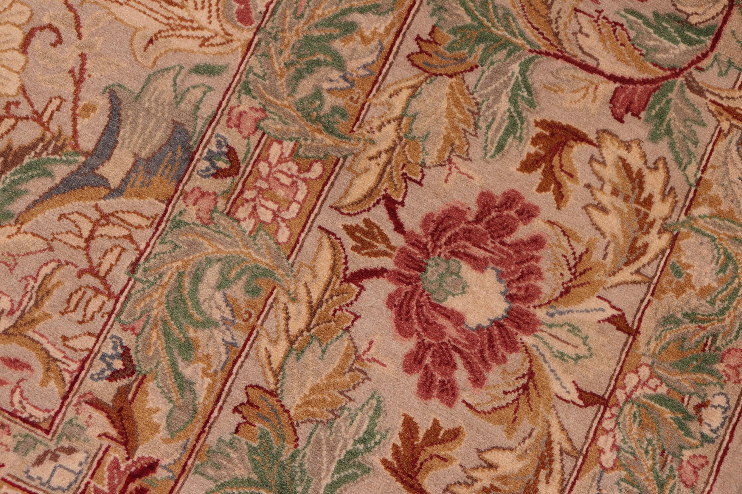 handmade Transitional Morris Taupe Red Hand Knotted RECTANGLE 100% WOOL area rug 8x10
