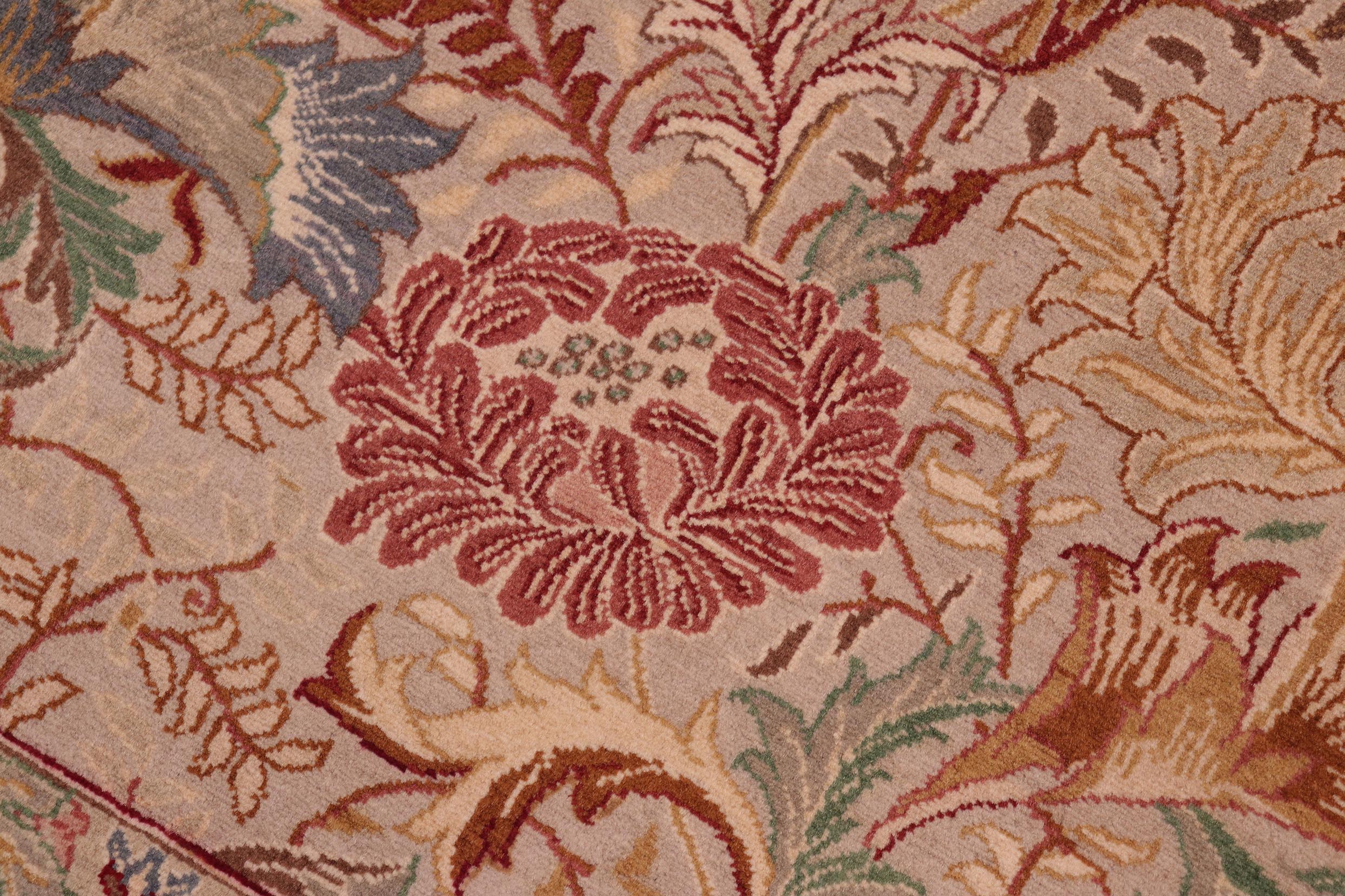 handmade Transitional Morris Taupe Red Hand Knotted RECTANGLE 100% WOOL area rug 8x10