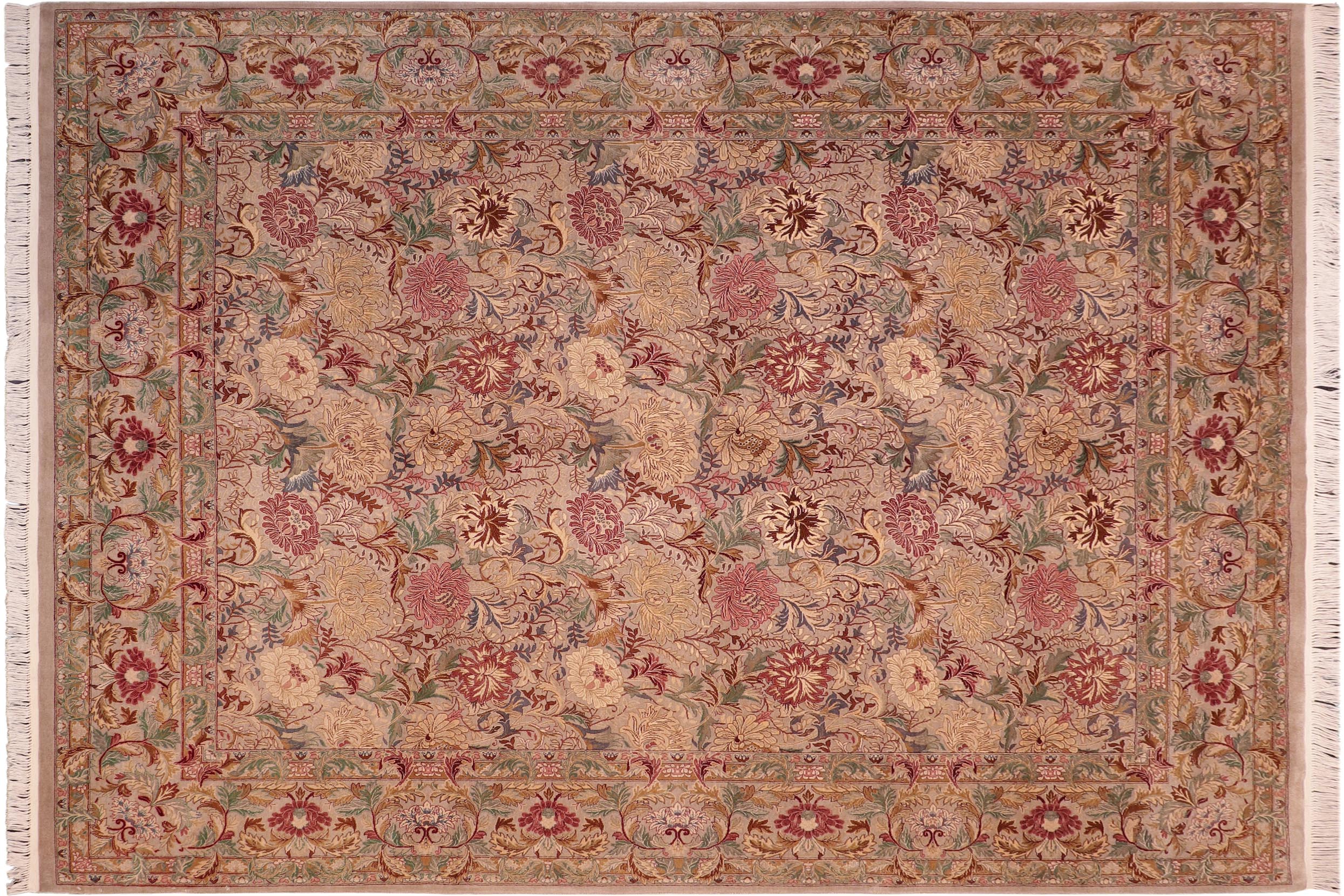 handmade Transitional Morris Taupe Red Hand Knotted RECTANGLE 100% WOOL area rug 8x10