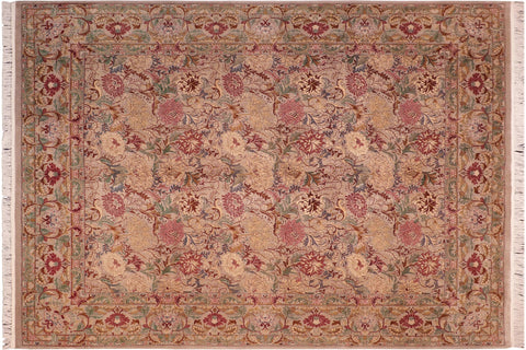 handmade Transitional Morris Taupe Red Hand Knotted RECTANGLE 100% WOOL area rug 8x10