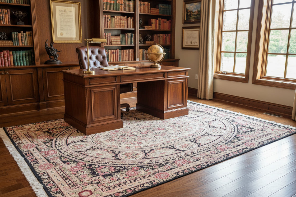 handmade Traditional Abusson Black Beige Hand Knotted RECTANGLE 100% WOOL area rug 8x10