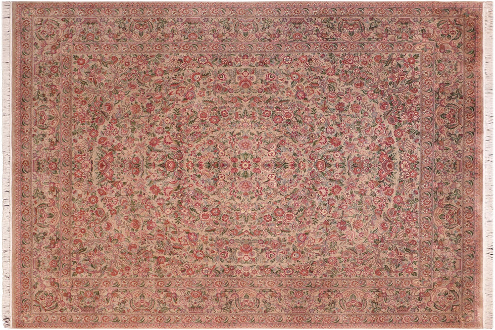 handmade Traditional Tabriz Tan Rust Hand Knotted RECTANGLE 100% WOOL area rug 8x10