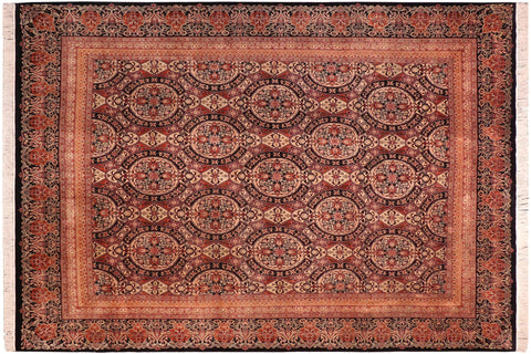 handmade Transitional Paracha Black Rust Hand Knotted RECTANGLE 100% WOOL area rug 8x10