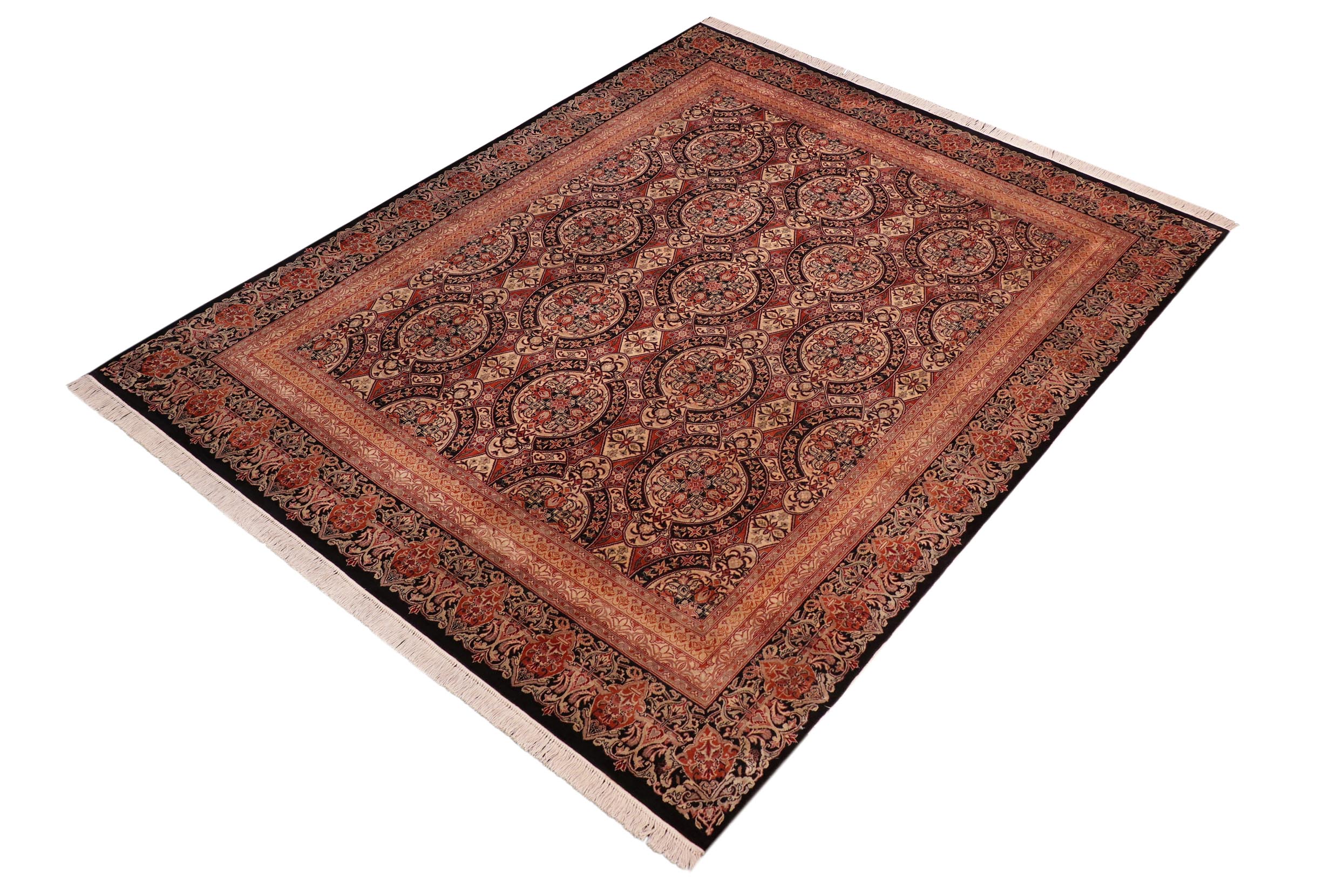handmade Transitional Paracha Black Rust Hand Knotted RECTANGLE 100% WOOL area rug 8x10
