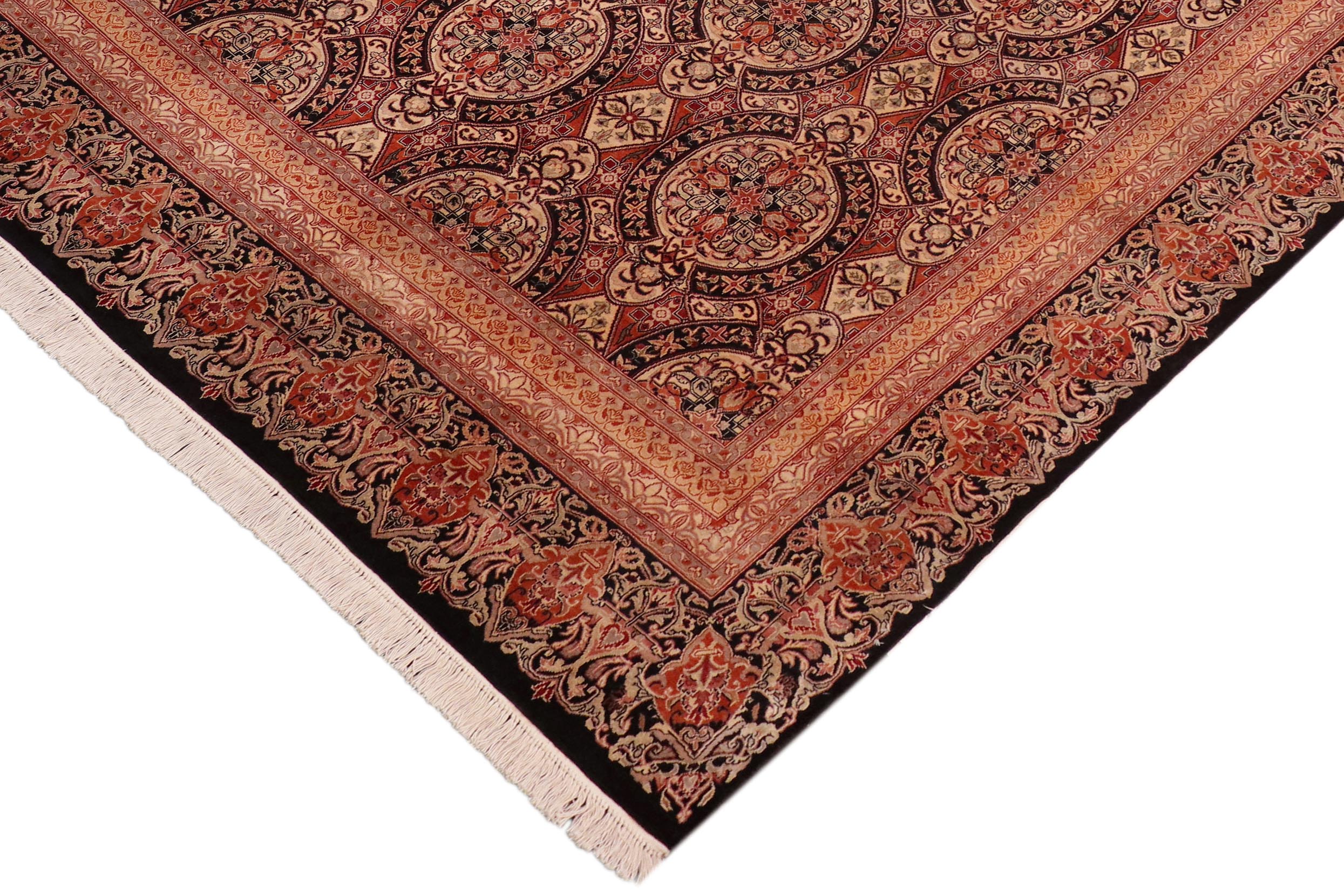 handmade Transitional Paracha Black Rust Hand Knotted RECTANGLE 100% WOOL area rug 8x10
