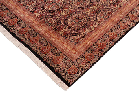 handmade Transitional Paracha Black Rust Hand Knotted RECTANGLE 100% WOOL area rug 8x10