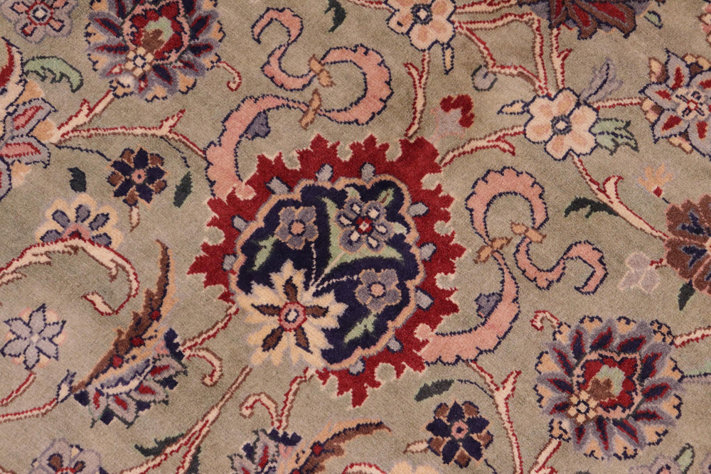 handmade Traditional Abasi Afsha Green Beige Hand Knotted RECTANGLE 100% WOOL area rug 8x10
