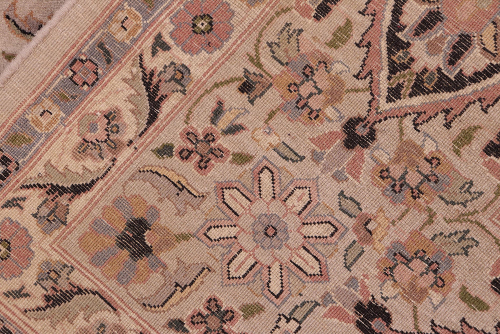 handmade Traditional Chugtai Taupe Black Hand Knotted RECTANGLE 100% WOOL area rug 8x10