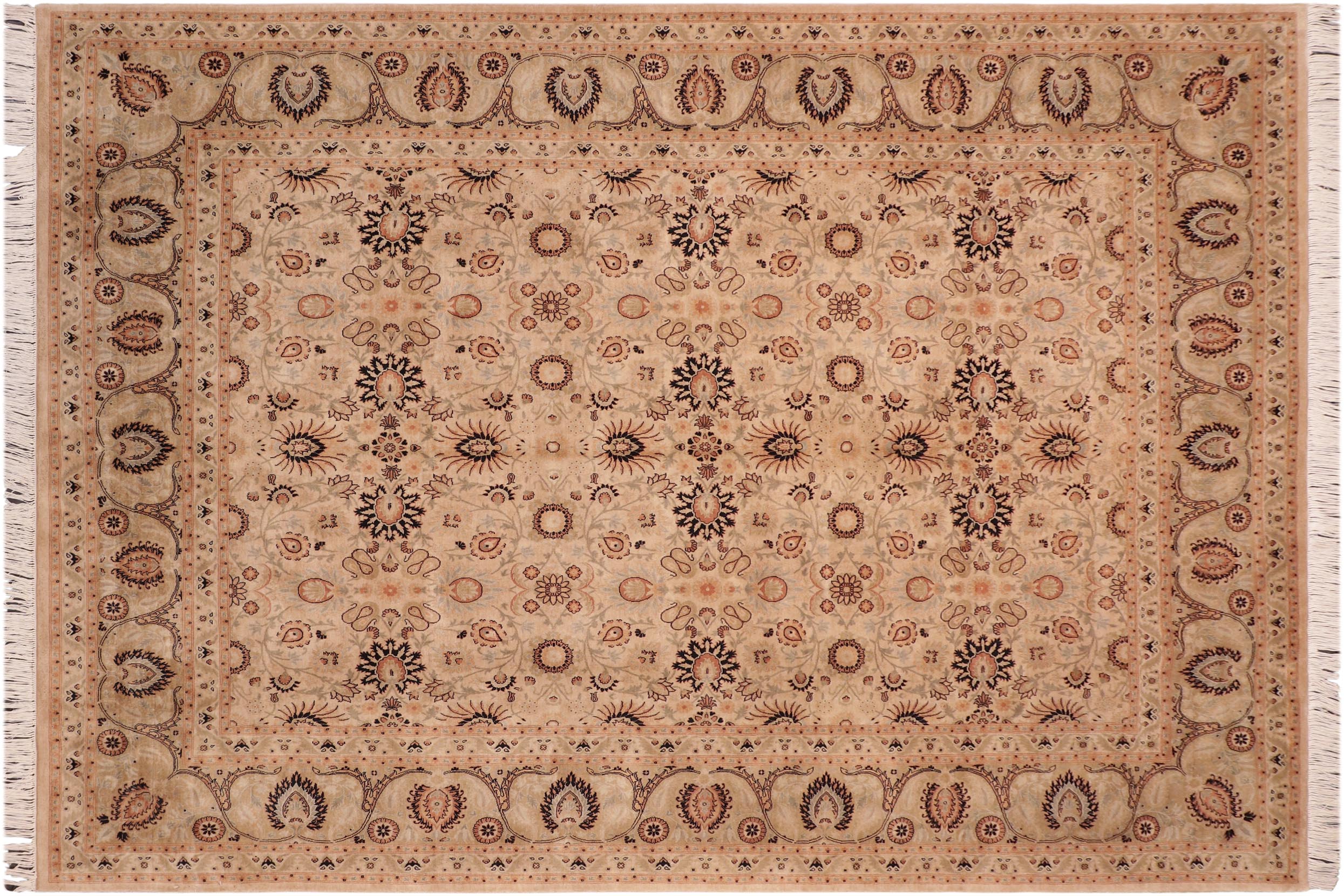handmade Transitional New Asif Beige Green Hand Knotted RECTANGLE 100% WOOL area rug 8x10